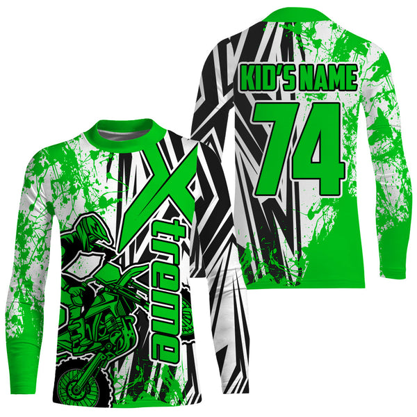 Custom Motocross Jersey Green UPF30+ Youth Men Women Xtreme Dirt Bike Shirt Racing NMS1421