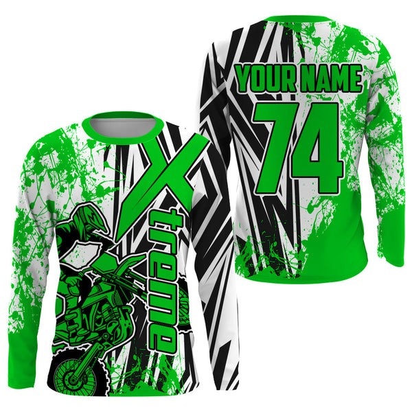 Custom Motocross Jersey Green UPF30+ Youth Men Women Xtreme Dirt Bike Shirt Racing NMS1421