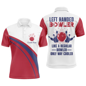 Left Handed Bowler Custom Bowling Polo Shirt for Men, Red & White Bowling Jersey 3D Print NBP137