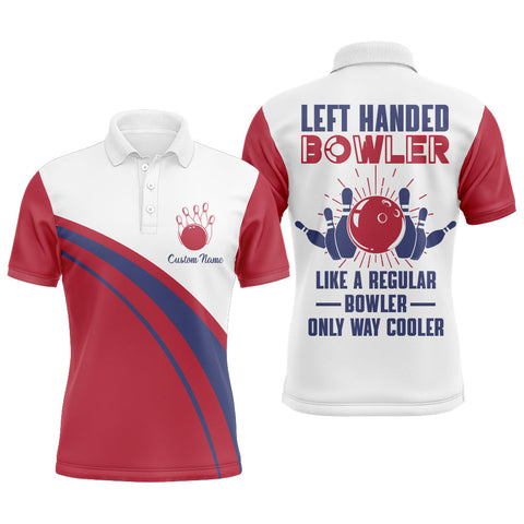 Left Handed Bowler Custom Bowling Polo Shirt for Men, Red & White Bowling Jersey 3D Print NBP137