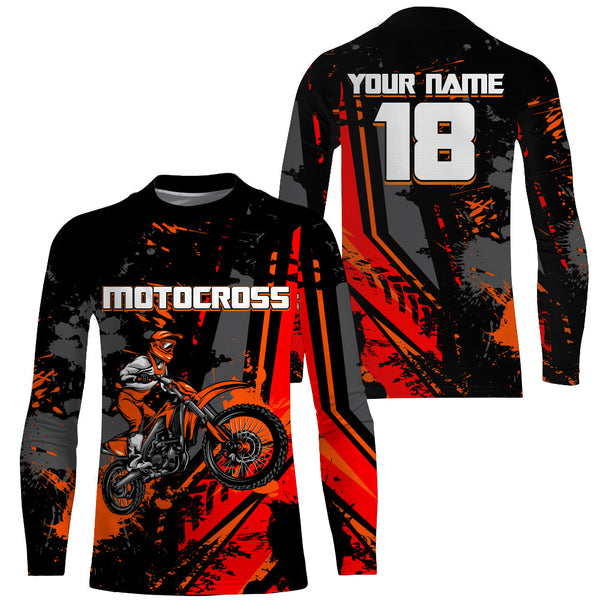 Custom Motocross Jersey Youth Mens UPF30+ Red Dirt Bike Shirt MX Racing Off-road Motorcycle Shirt NMS1400