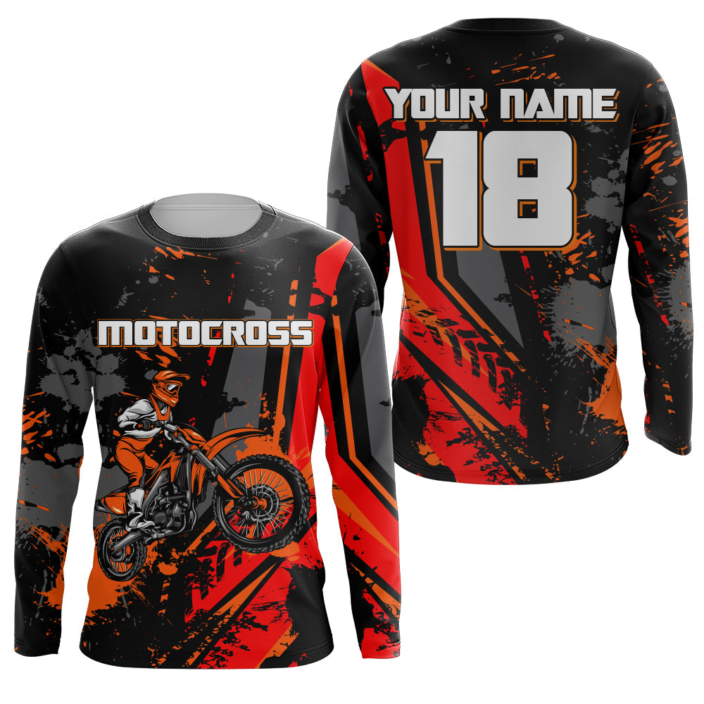 Custom Motocross Jersey Youth Mens UPF30+ Red Dirt Bike Shirt MX Racing Off-road Motorcycle Shirt NMS1400