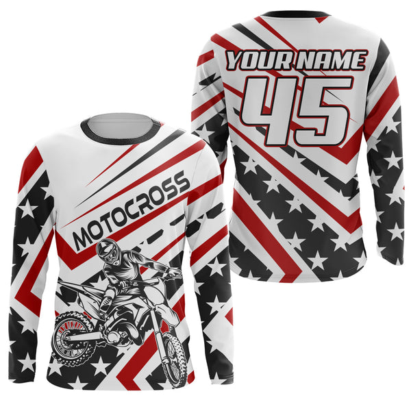 American Flag Motocross Jersey UPF30+ Custom Dirt Bike Racing Shirt Youth Men Off-road Motorcycle NMS1434