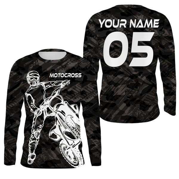 Camo Motocross Personalized Jersey UPF30+ UV Protect, Dirt Bike Racing Motorcycle Off-road Racewear| NMS449