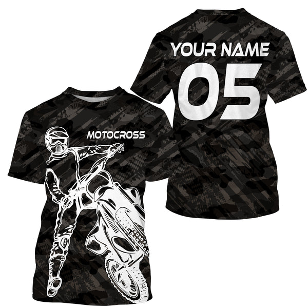 Camo Motocross Personalized Jersey UPF30+ UV Protect, Dirt Bike Racing Motorcycle Off-road Racewear| NMS449