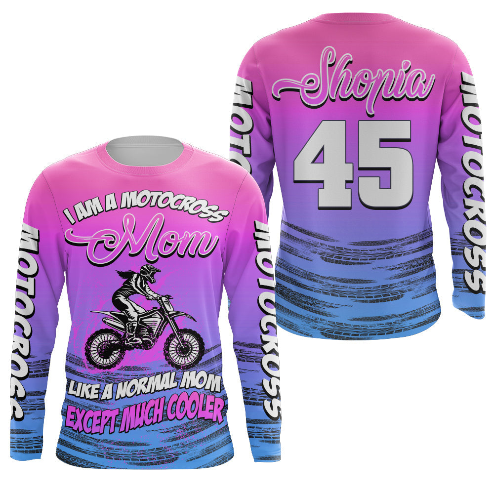 Motocross Mom Personalized Jersey UPF30+ Pink Women Dirt Bike Racing Shirt Mother's Day Gift NMS1376