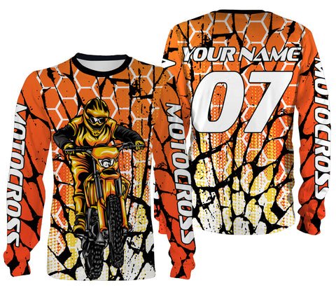 Personalized Motocross Racing Jersey Adult Youth Long Sleeves, Dirt Bike Off-road Riders Racewear| NMS328