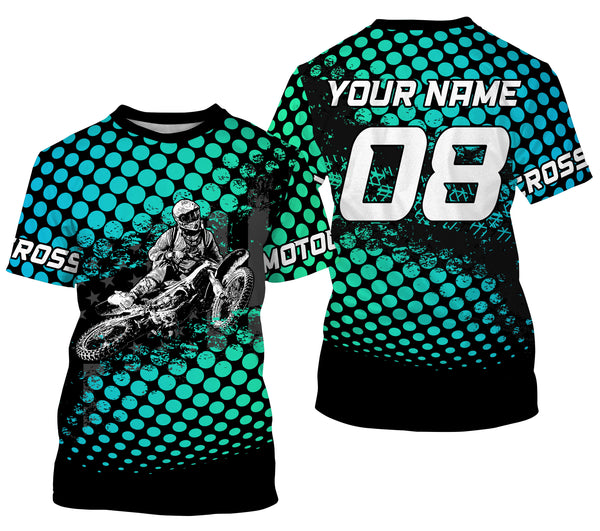 Cool Motocross Personalized Jersey Adult Kid Long Sleeves, Dirt Bike Motorcycle Riders Racewear| NMS331