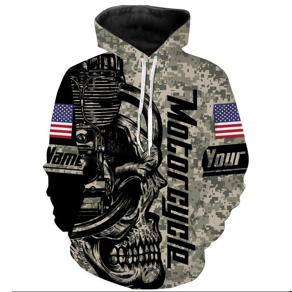 Love Motorcycle Camo Skull Biker Hoodie Jersey Personalized Off-road Racing Shirt Rider Reacwear| NMS469