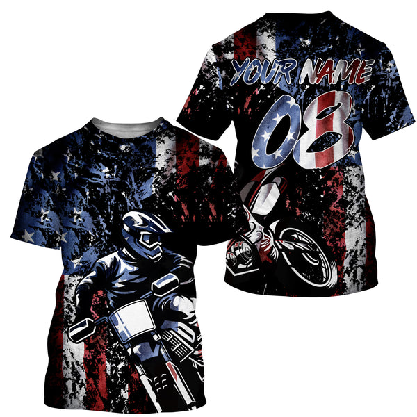 Patriotic MX Jersey Personalized UPF30+ Motocross Racing American Biker Motorcycle US Adult&Kid Jersey| NMS717