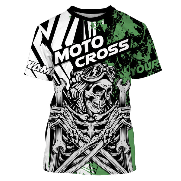 Skull Biker Motocross Jersey T-shirt UV Protect, Personalized UPF 30+ Kid Long Sleeves Shirt| NMS359