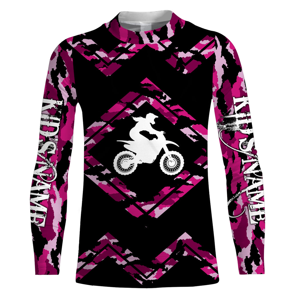 Pink Camo Motocross Jersey Personalized Female Rider Shirt