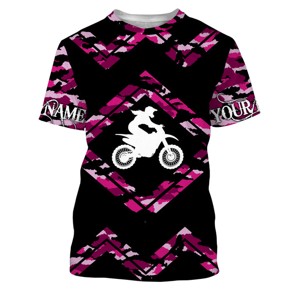 Pink Camo Motocross Jersey Personalized Female Rider Shirt Motorcycle Women Jersey| NMS496