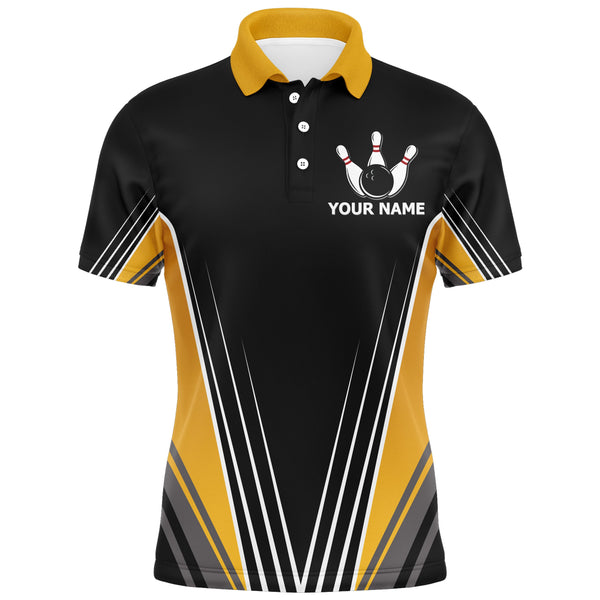 Funny Bowling Polo Shirt for Men Personalized Name Bowling Technique Vintage Bowler Jersey NBP120