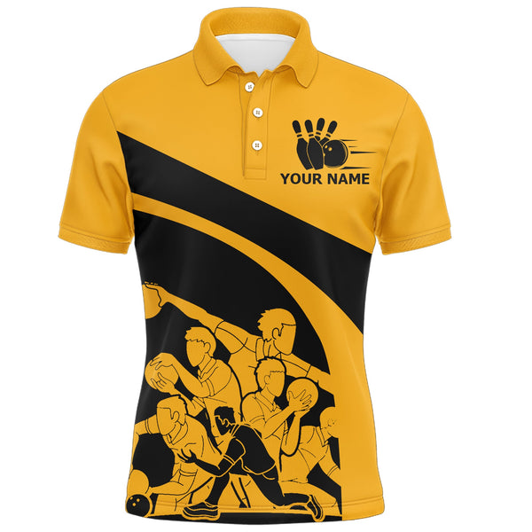 Yellow Bowling Shirt for Men, Personalized Name Vintage Bowler Jersey, My Mind's In The Gutter NBP124