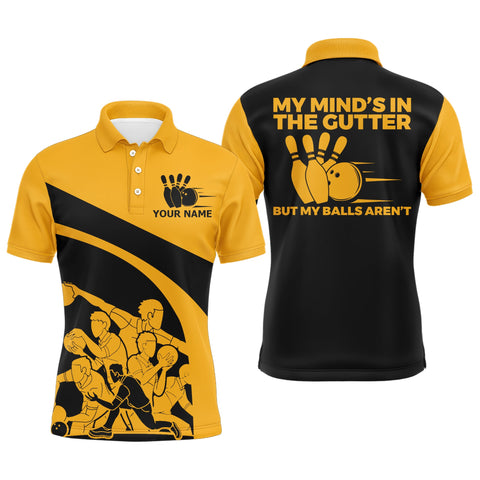 Yellow Bowling Shirt for Men, Personalized Name Vintage Bowler Jersey, My Mind's In The Gutter NBP124