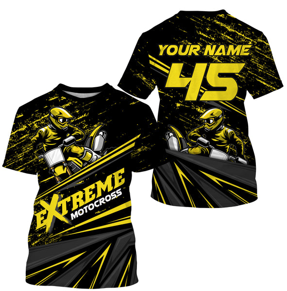 Extreme Motocross Personalized Jersey UV Protect, UPF 30+ Dirt Bike Youth Long Sleeves MX Racewear| NMS370
