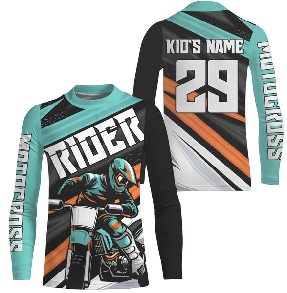 Personalized Rider Jersey UV Protect, UPF 30+ Dirt Bike Racing Long Sleeves Motocross Racewear| NMS373