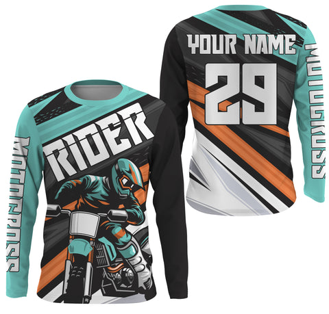 Personalized Rider Jersey UV Protect, UPF 30+ Dirt Bike Racing Long Sleeves Motocross Racewear| NMS373
