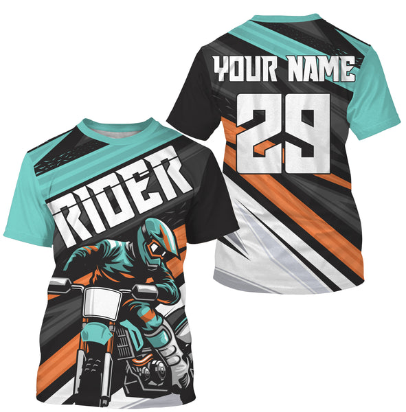 Personalized Rider Jersey UV Protect, UPF 30+ Dirt Bike Racing Long Sleeves Motocross Racewear| NMS373