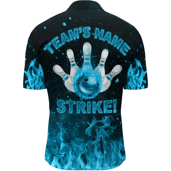 Custom Flames Bowling Shirt for Men, Strike Bowling Jersey for Team Fire League Bowling Quarter-Zip NBZ179