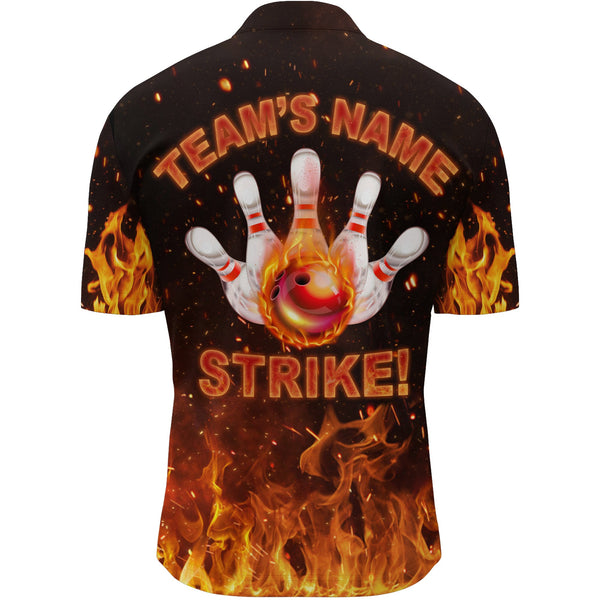 Custom Flames Bowling Shirt for Men, Quarter-Zip Strike Bowling Shirt for Team, Men's Bowling NBZ152