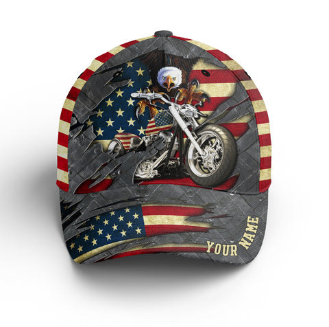 American Eagle Cap - Personalized Biker BWB Hat, Off-road Riders, Motorcycle Lovers Patriotic Cap| NMS382