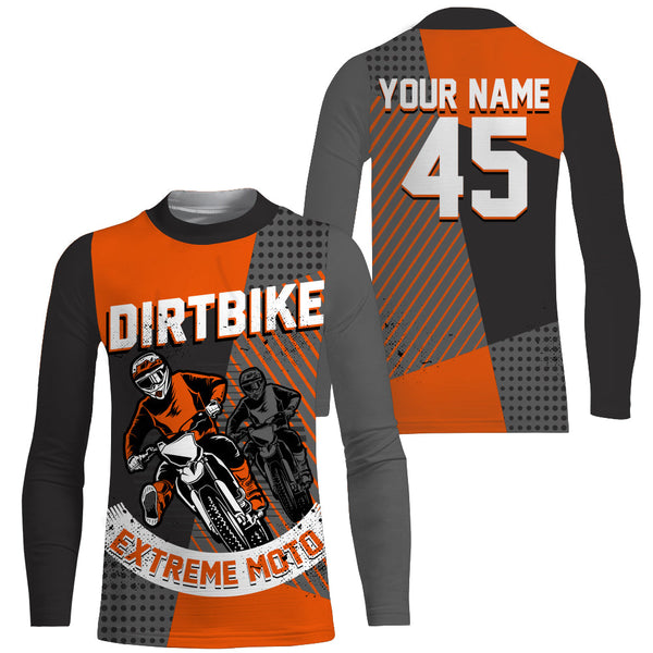 Extreme Dirt Bike Jersey Personalized UPF30+ Orange Motocross Supercross Racing Shirt Off-road NMS1389