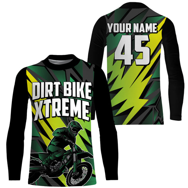 Extreme Dirt Bike Jersey Personalized UPF30+ Green Motocross Supercross Racing Shirt Off-road NMS1391