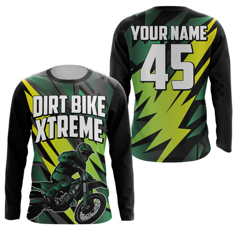 Extreme Dirt Bike Jersey Personalized UPF30+ Green Motocross Supercross Racing Shirt Off-road NMS1391