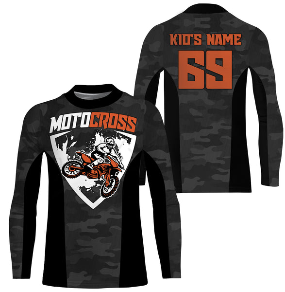 Motocross Personalized Riding Jersey UPF 30+ UV Protect, Dirt Bike Riders Motorcycle Racewear| NMS394