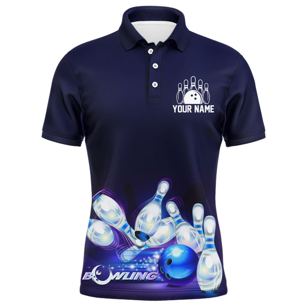 Custom Bowling Shirt for Men, Don't Worry Bowl Happy, Blue Bowling Polo Jersey Short Sleeve Bowlers NBP165