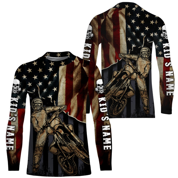 Personalized Racing Jersey UPF30+ UV Protect American Flag Dirt Bike Rider Motorcycle Racewear| NMS406
