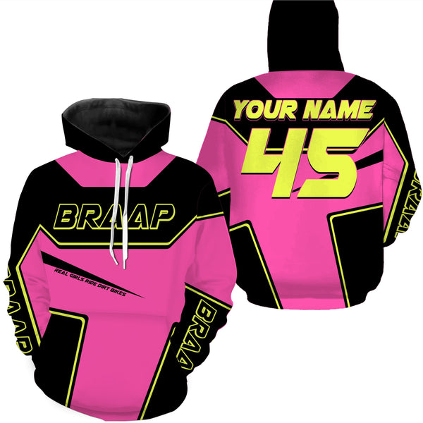 Biker Girl Riding Jersey Personalized Brap Motocross Shirt for Women Female Riders Pink Dirtbike Motorcycle| NMS545