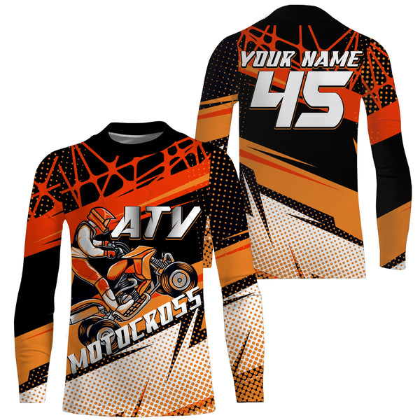 Custom ATV Motocross Jersey UPF30+ Youth Men Orange Quad Bike Shirt Extreme Racing Off-road Shirt NMS1431