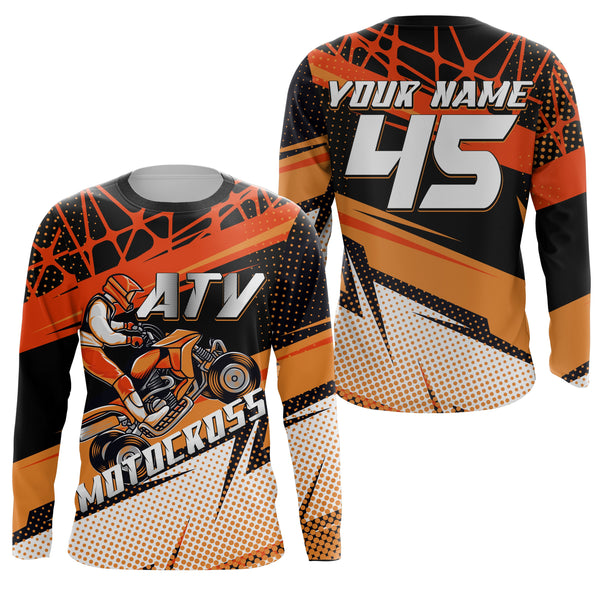 Custom ATV Motocross Jersey UPF30+ Youth Men Orange Quad Bike Shirt Extreme Racing Off-road Shirt NMS1431