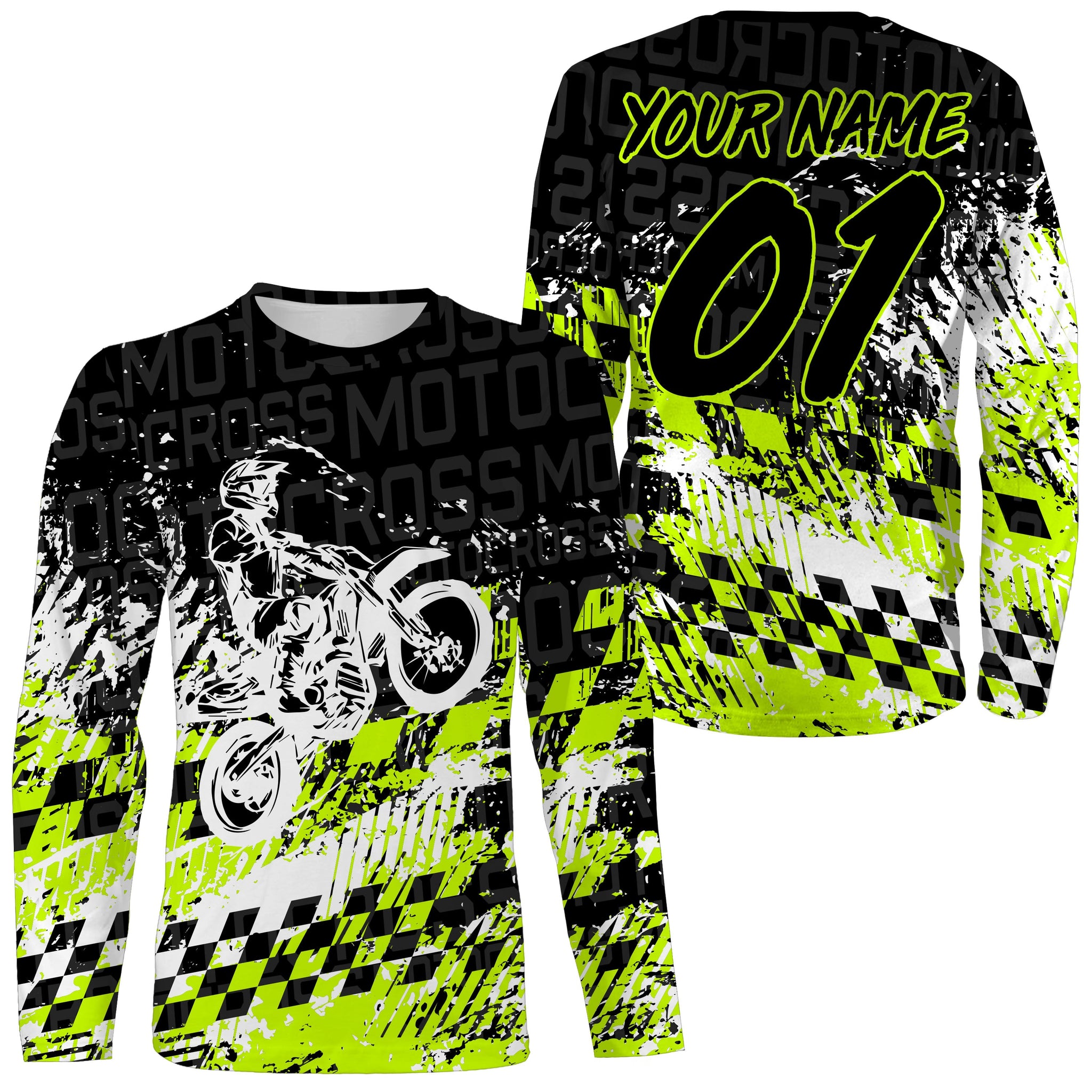 Personalized Motocross Jersey UPF30+, Motorcycle Green Dirt Bike Racin –  Myfihu