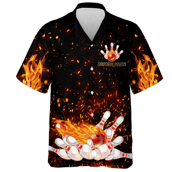 Flames Hawaiian Bowling Shirt for Men Women, That's How I Roll, Custom Name Fire Bowlers Jersey NBH92