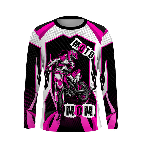 Moto Mom Personalized Jersey UPF30+ Pink Dirt Bike Mom Motocross Racing Shirt Mother's Day Gift NMS1384