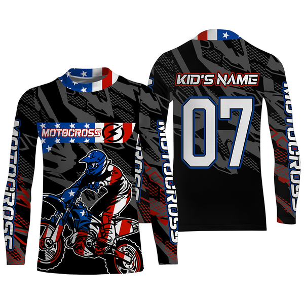 Personalized Patriotic Motocross Jersey UPF30+ US MX Riding Shirt American Off-Road Adult&Kid Jersey| NMS729