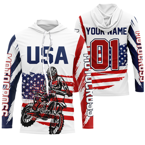 American Dirt Bike Jersey UPF30+ Personalized Patriotic MX Racing US Off-Road Adult&Kid Motocross Jersey| NMS745