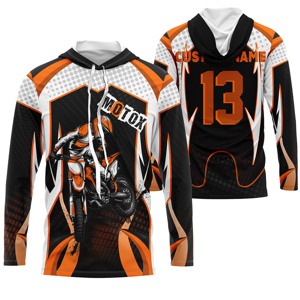 Personalized MotoX jersey UPF30+ orange dirt bike racing motorcycle off-road riders long sleeves| NMS913