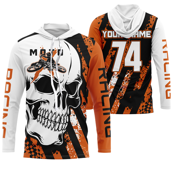 Skull MotoX jersey custom Motocross UV protective orange dirt bike racing motorcycle racewear| NMS919