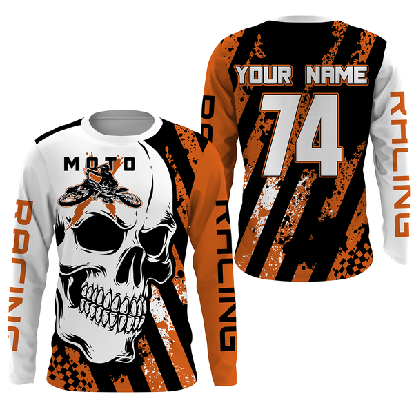 Skull MotoX jersey custom Motocross UV protective orange dirt bike racing motorcycle racewear| NMS919