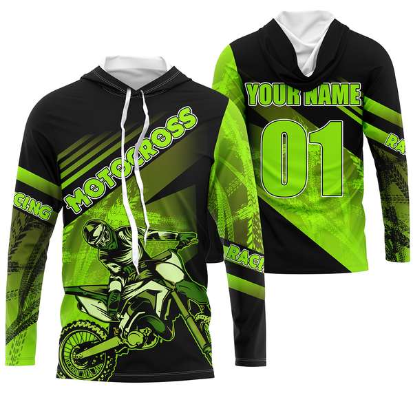 Green Custom Motocross Jersey UPF30+ Dirt Bike Racing Adult&Kid Off-Road MX Motorcycle Shirt| NMS777