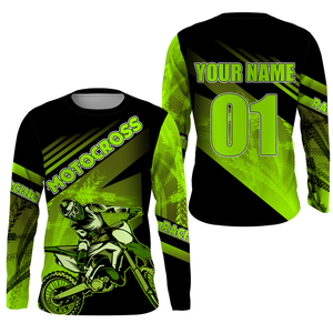 Green Custom Motocross Jersey UPF30+ Dirt Bike Racing Adult&Kid Off-Road MX Motorcycle Shirt| NMS777