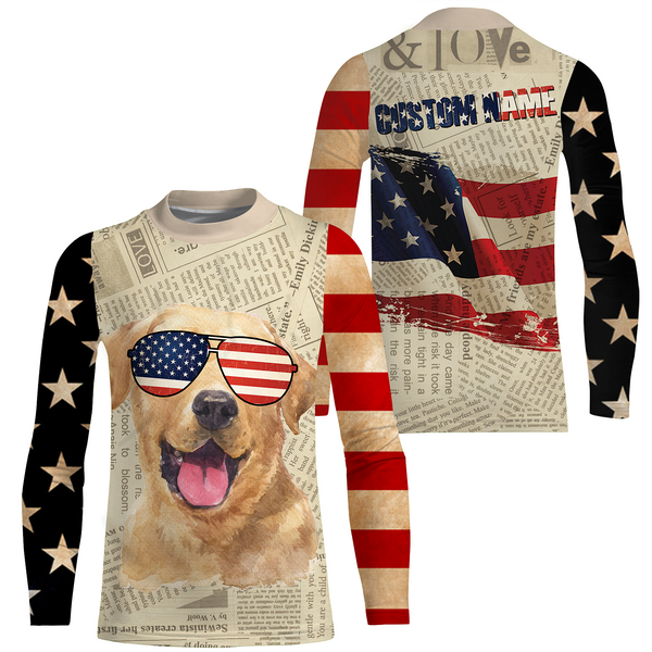 Labrador Retriever American Flag 4th of July Shirt USA Flag Lab Owner Gift Labrador Lover Shirt JTSD345