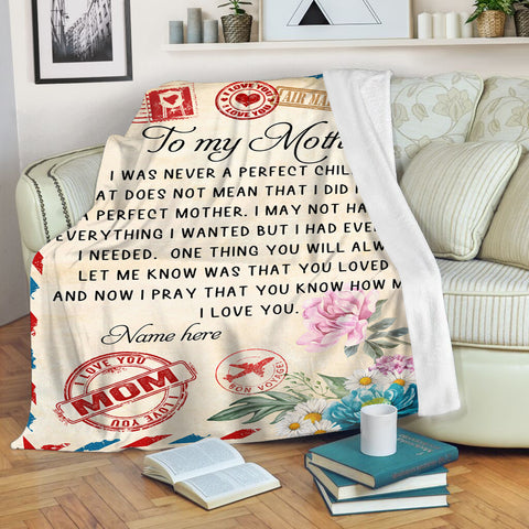 Personalized Blanket Letter To My Mom| To My Mother Blanket - Custom Name| Thoughtful Gift for Mom from Daughter Son| Mom Blanket Mom Gift on Mother's Day Christmas Birthday| JB17