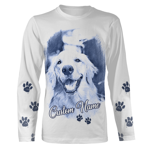 Personalized Dog T-shirt Long Sleeve Hoodie for Dog Mom Dog Dad| Custom Dog Shirt for Dog Lover| JTSD294
