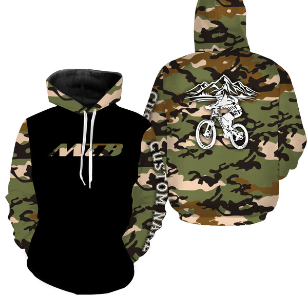 MTB Jersey Long Sleeve Hoodie Shirt, Camo Biking Cycling Shirt, Mountain Biking Shirt for Cyclist, Biker Rider| JTS445